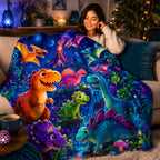 Aonana Dinosaur Jungle Print Cozy Flannel Throw Blanket