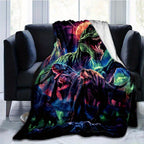 Aonana Cyberpunk Dinosaur Print Cozy Flannel Throw Blanket