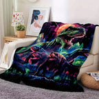 Aonana Cyberpunk Dinosaur Print Cozy Flannel Throw Blanket