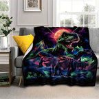 Aonana Cyberpunk Dinosaur Print Cozy Flannel Throw Blanket