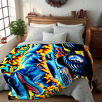 Aonana Blue Dinosaur Monster Truck Flannel Throw Blanket