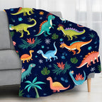 Aonana Colorful Dinosaur Cozy Flannel Throw Blanket