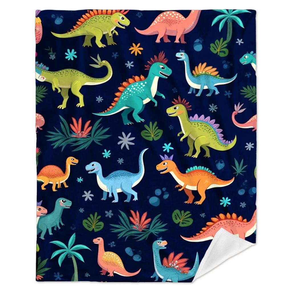 Aonana Colorful Dinosaur Cozy Flannel Throw Blanket