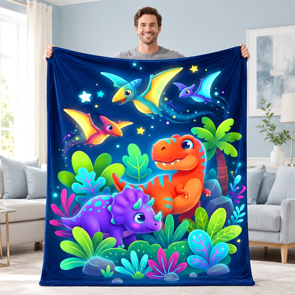 Aonana Fantasy Gaming Dinosaur Cozy Flannel Throw Blanket