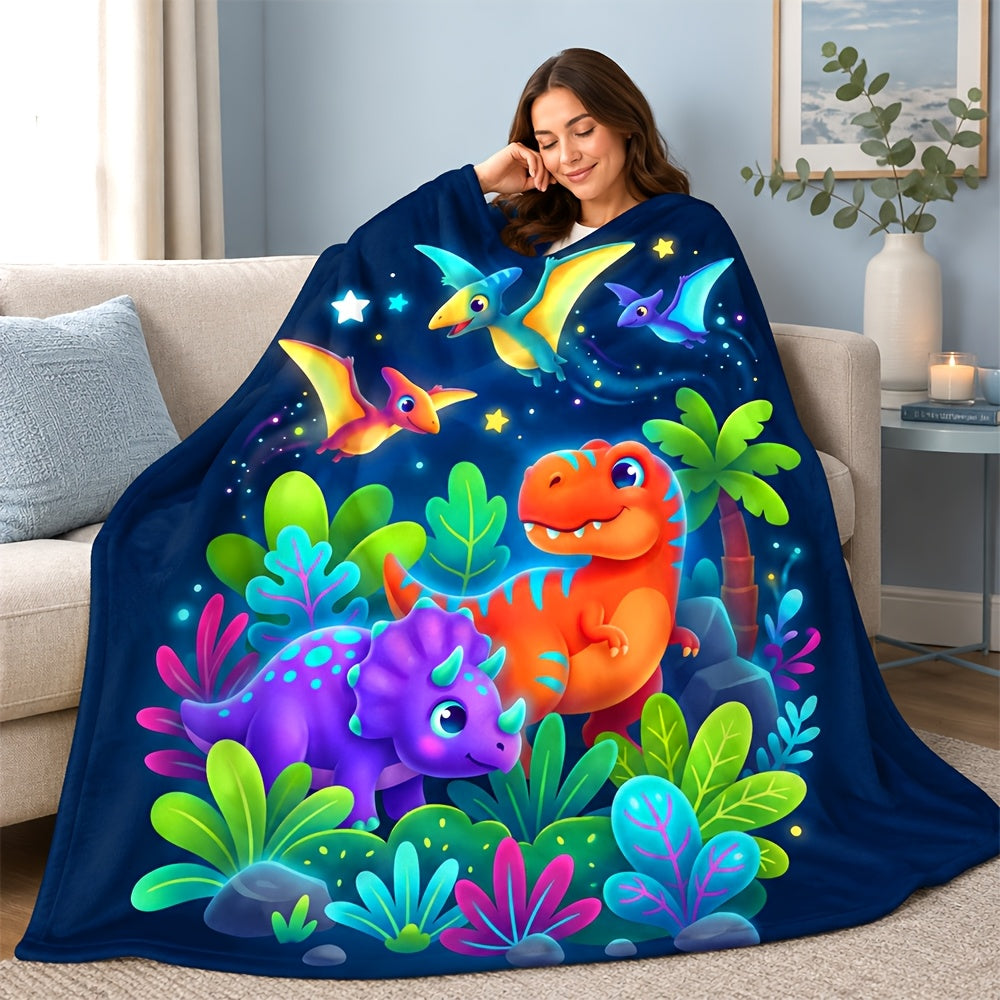 Aonana Fantasy Gaming Dinosaur Cozy Flannel Throw Blanket