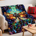 Aonana Bohemian Dragonfly Print Flannel Throw Blanket