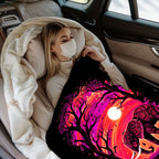 Aonana Elephant Sunset Trees Flannel Throw Blanket