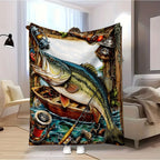 Aonana Bass & Fishing Gear Boat Flannel Throw Blanket