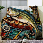 Aonana Bass & Fishing Gear Boat Flannel Throw Blanket