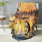 Aonana Fisherman Boat Fishing Flannel Throw Blanket