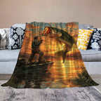 Aonana Fisherman Boat Fishing Flannel Throw Blanket