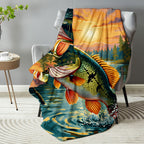 Aonana Big Bass Fishing Flannel Throw Blanket