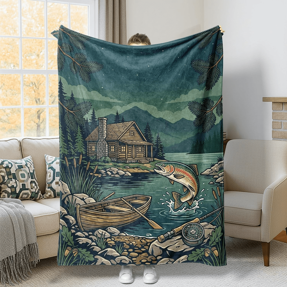Aonana Fishing Boat Flannel Blanket