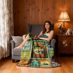 Aonana Go Fishing Bass Illustrations Flannel Throw Blanket