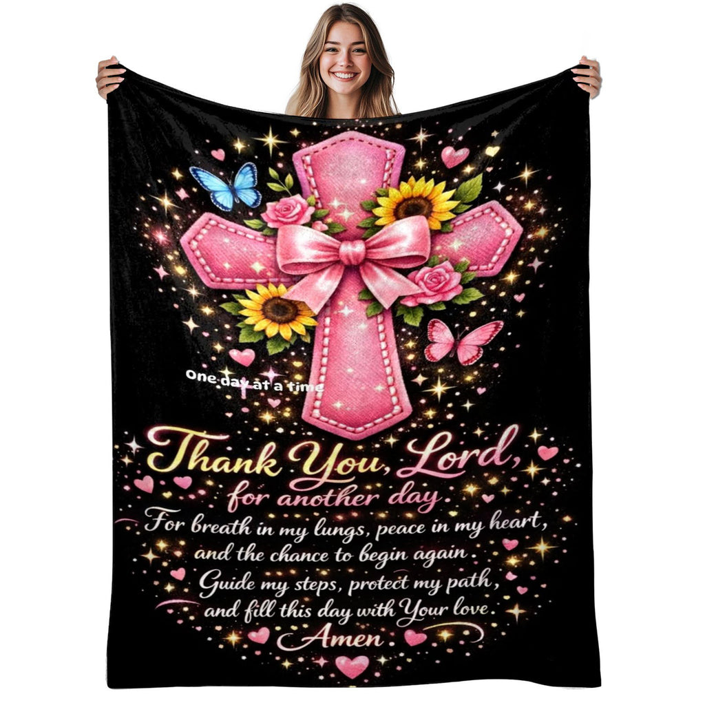 Aonana Christian “Thank You Lord” Printed Flannel Blanket