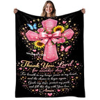 Aonana Christian “Thank You Lord” Printed Flannel Blanket