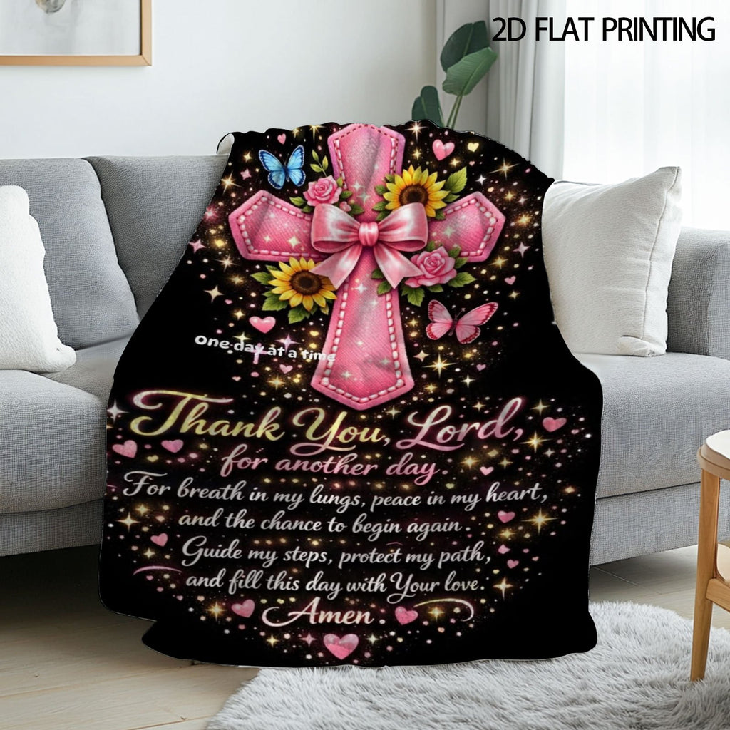 Aonana Christian “Thank You Lord” Printed Flannel Blanket