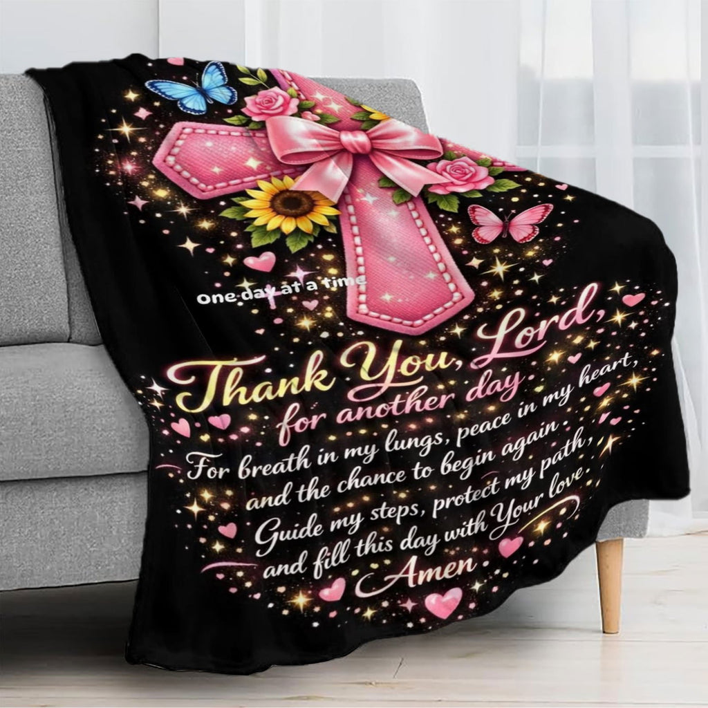 Aonana Christian “Thank You Lord” Printed Flannel Blanket