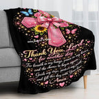 Aonana Christian “Thank You Lord” Printed Flannel Blanket