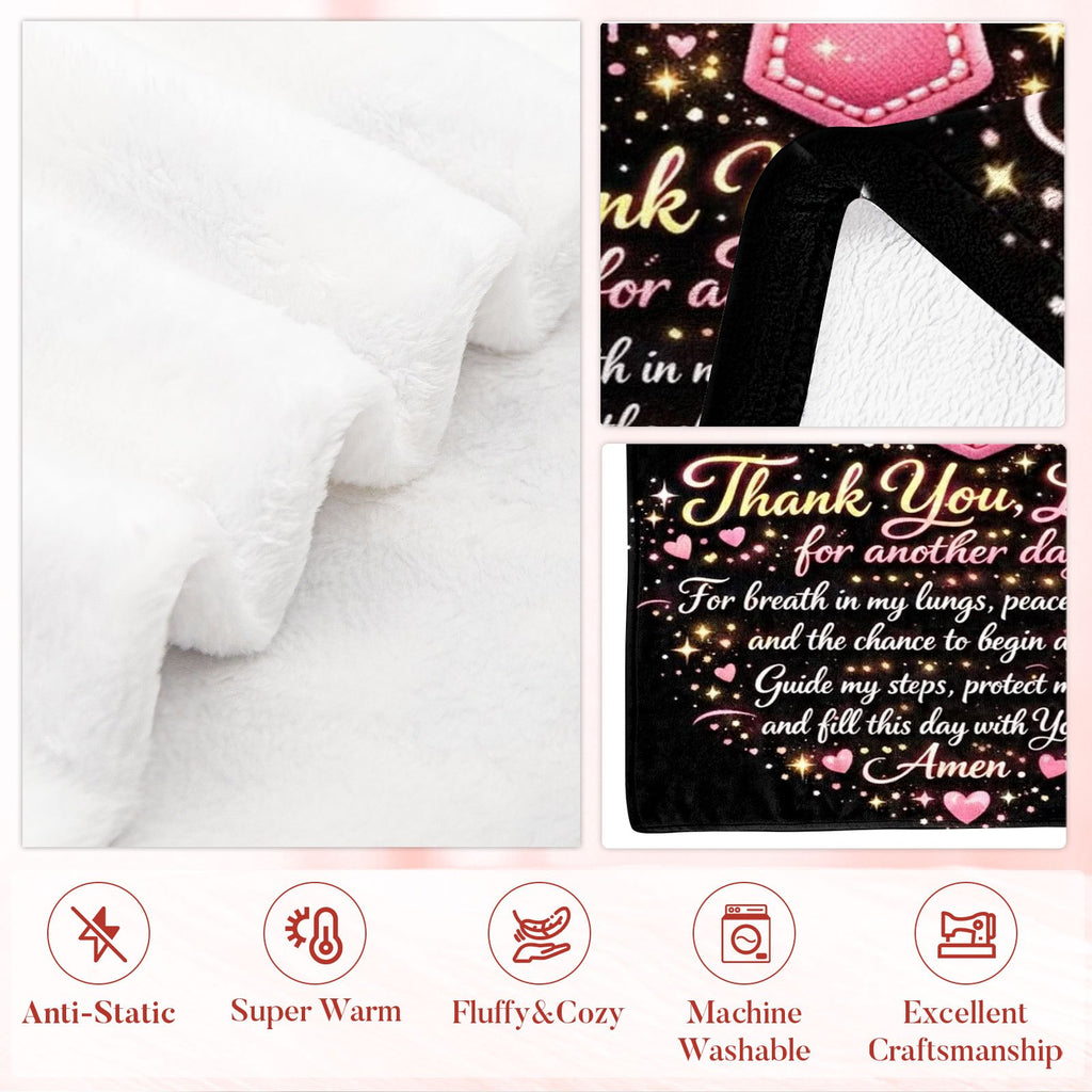 Aonana Christian “Thank You Lord” Printed Flannel Blanket
