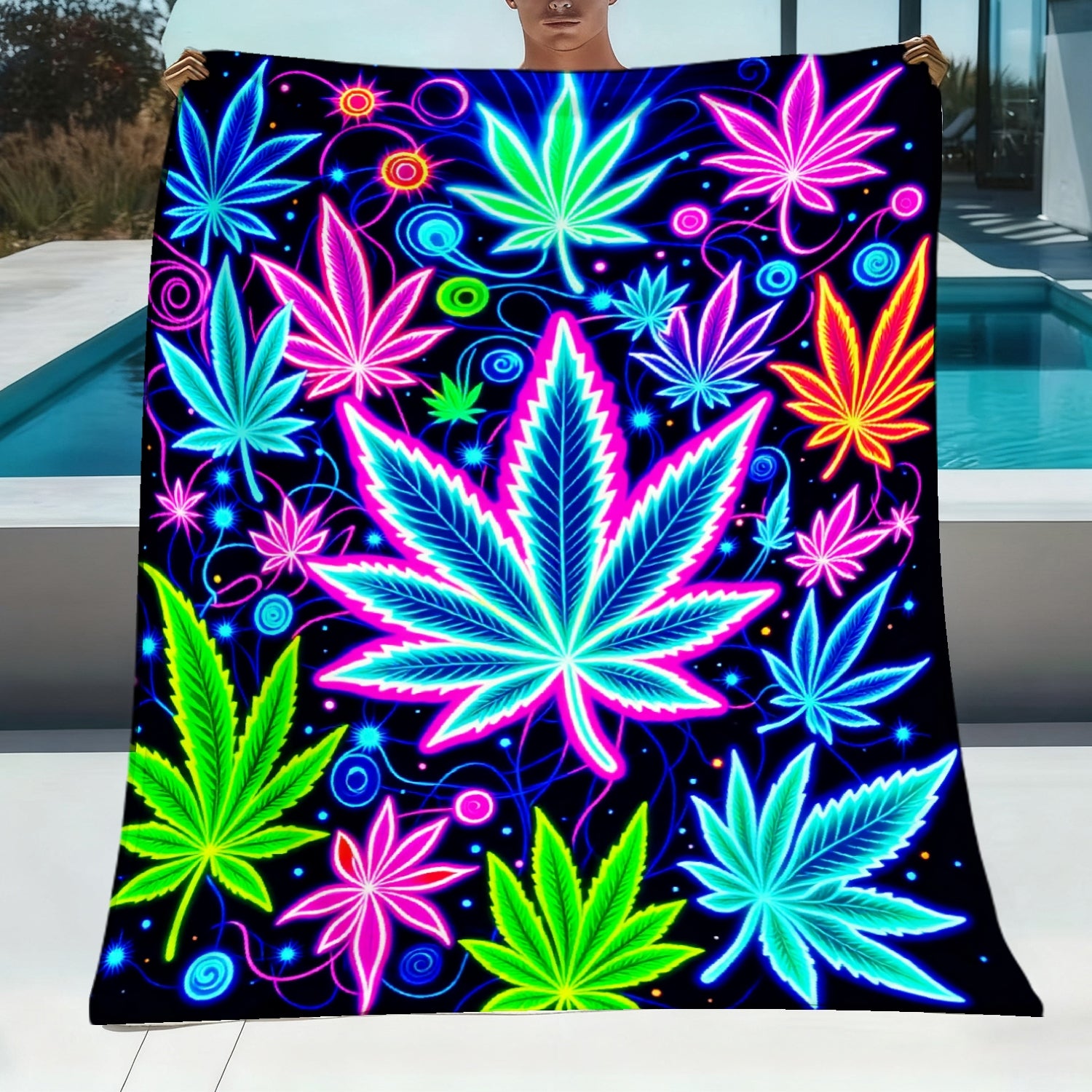 Aonana Secret Garden Leaf Art Soft Cozy Flannel Throw Blanket