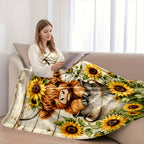 Aonana Sunflower Highland Cow Flannel Blanket