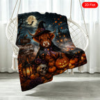 Aonana Witch Highland Cow Flannel Blanket