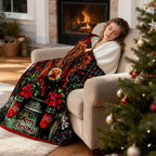 Aonana Merry Christmas Highland Cow Flannel Blanket