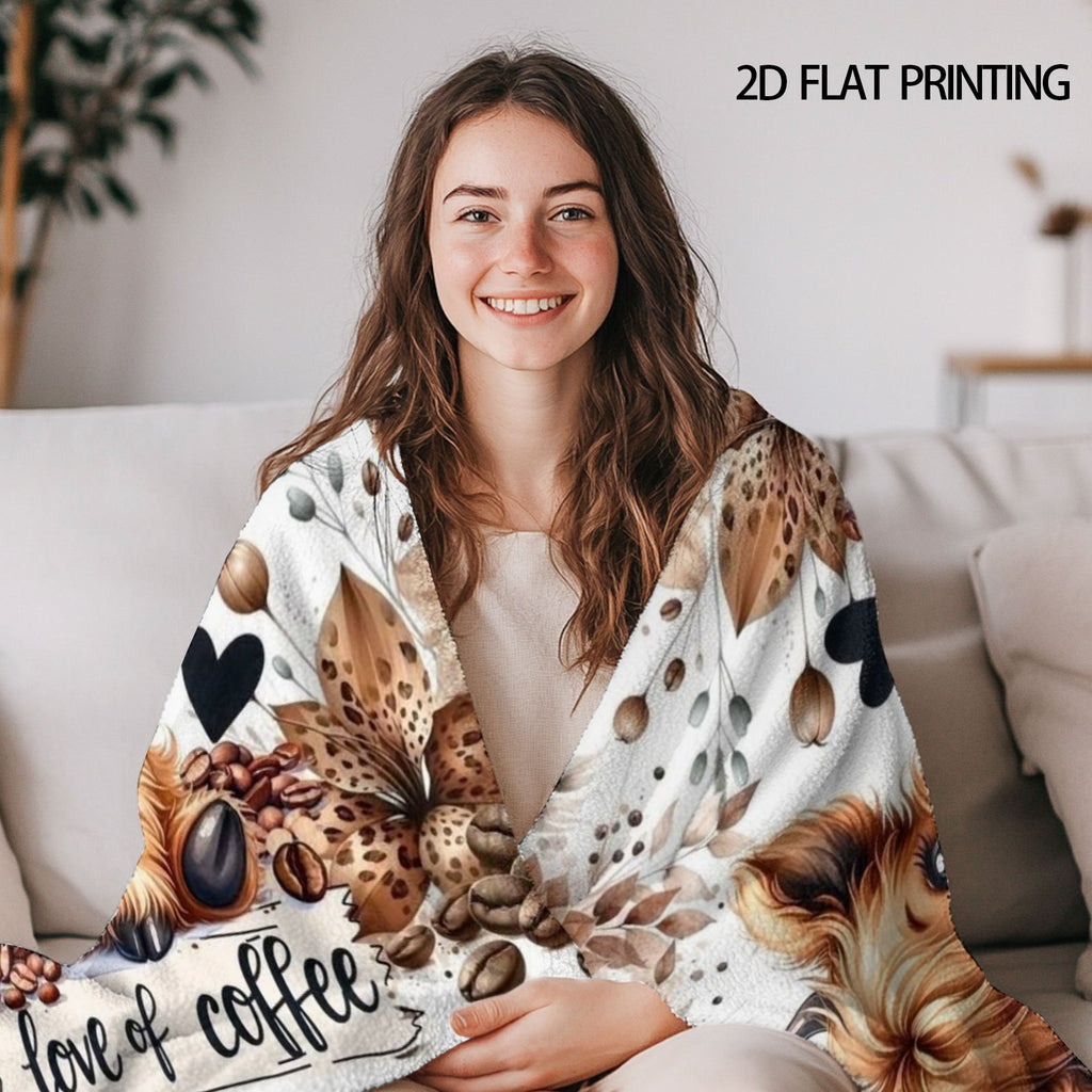 Aonana Highland Cow Coffee Lover Flannel Throw Blanket