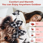 Aonana Highland Cow Plaid Bow Print Flannel Throw Blanket