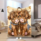 Aonana Twin Highland Cow Flannel Blanket