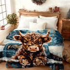 Aonana Truck Highland Cow Flannel Blanket