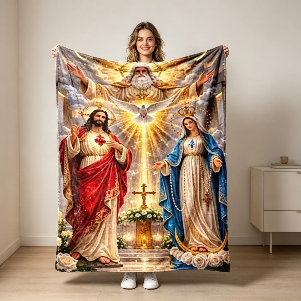 Aonana Holy Family Flannel Throw Blanket
