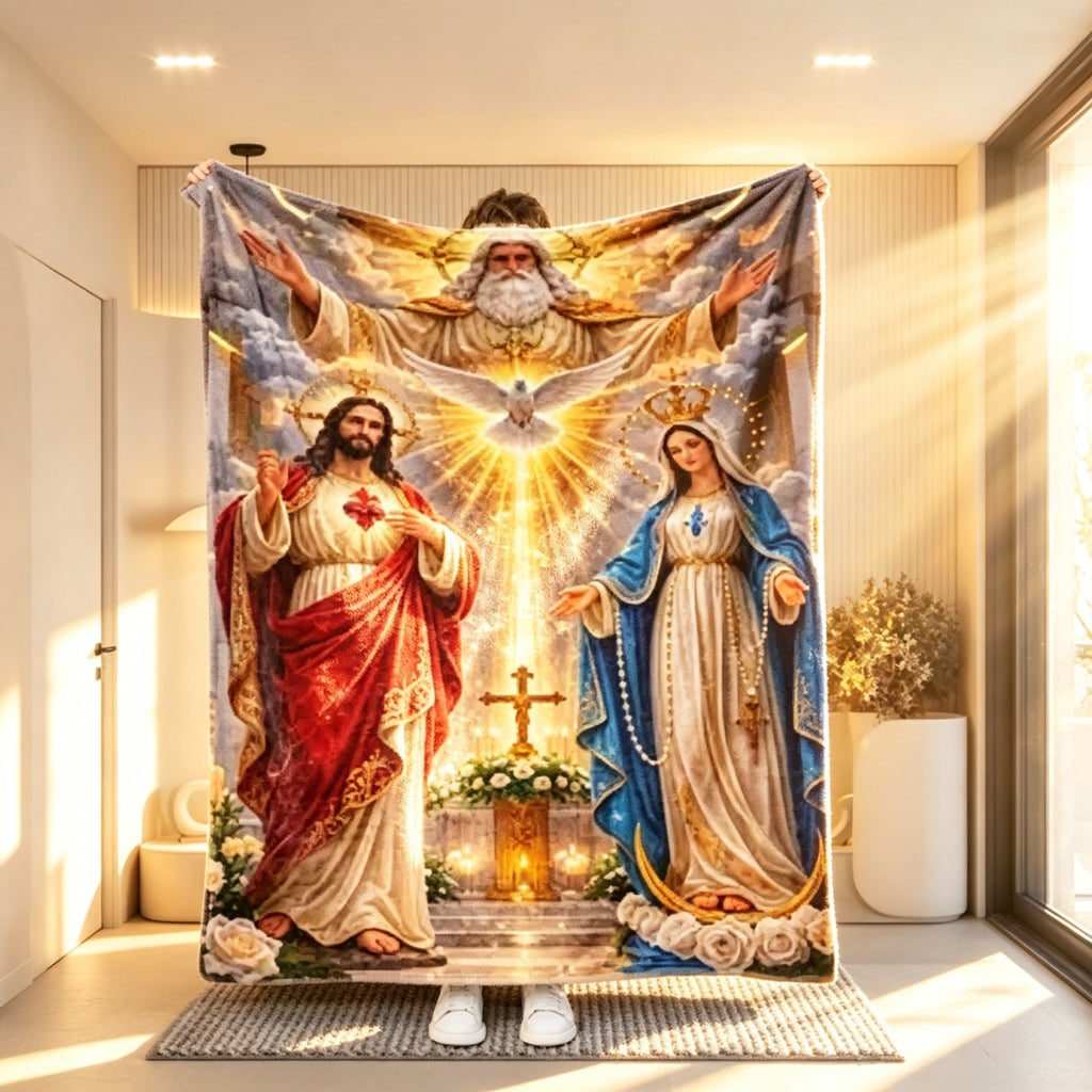 Aonana Holy Family Flannel Throw Blanket