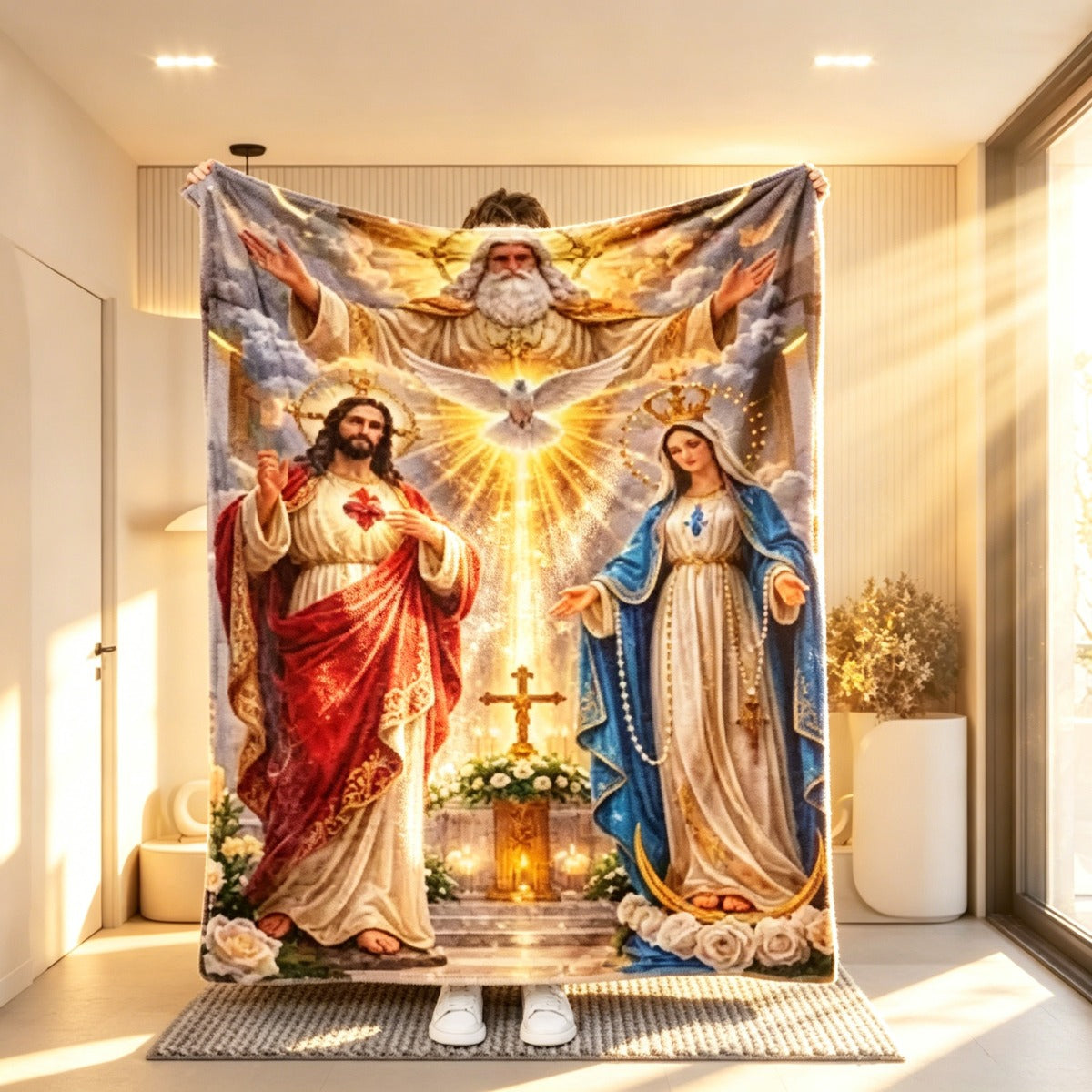 Aonana Holy Family Flannel Throw Blanket