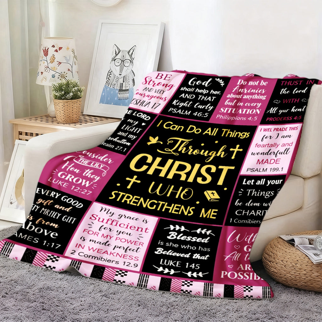 Aonana Christian “I Can Do All Things” Printed Flannel Blanket