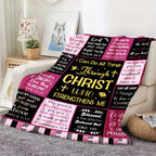 Aonana Christian “I Can Do All Things” Printed Flannel Blanket