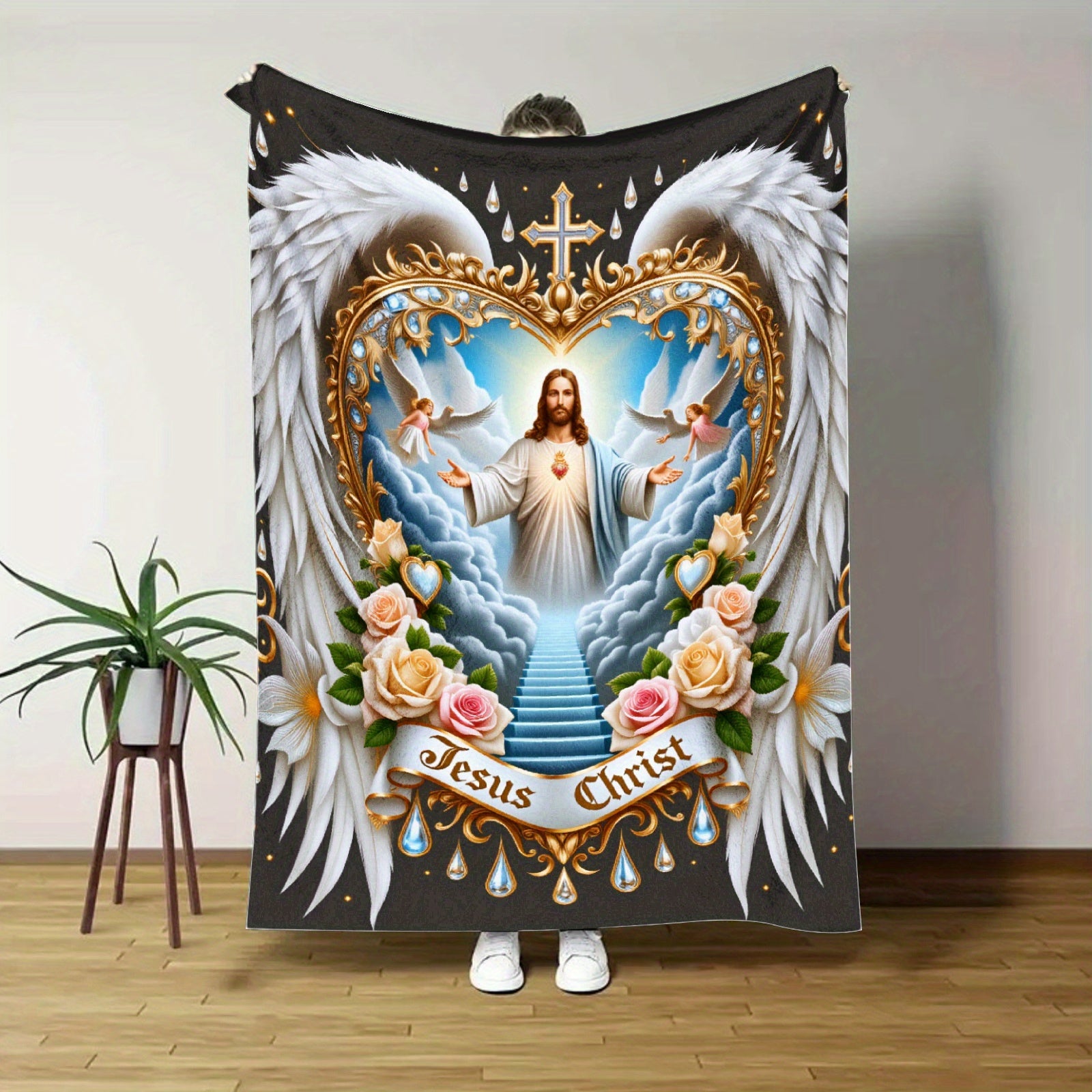 Aonana Jesus Christ Flannel Throw Blanket