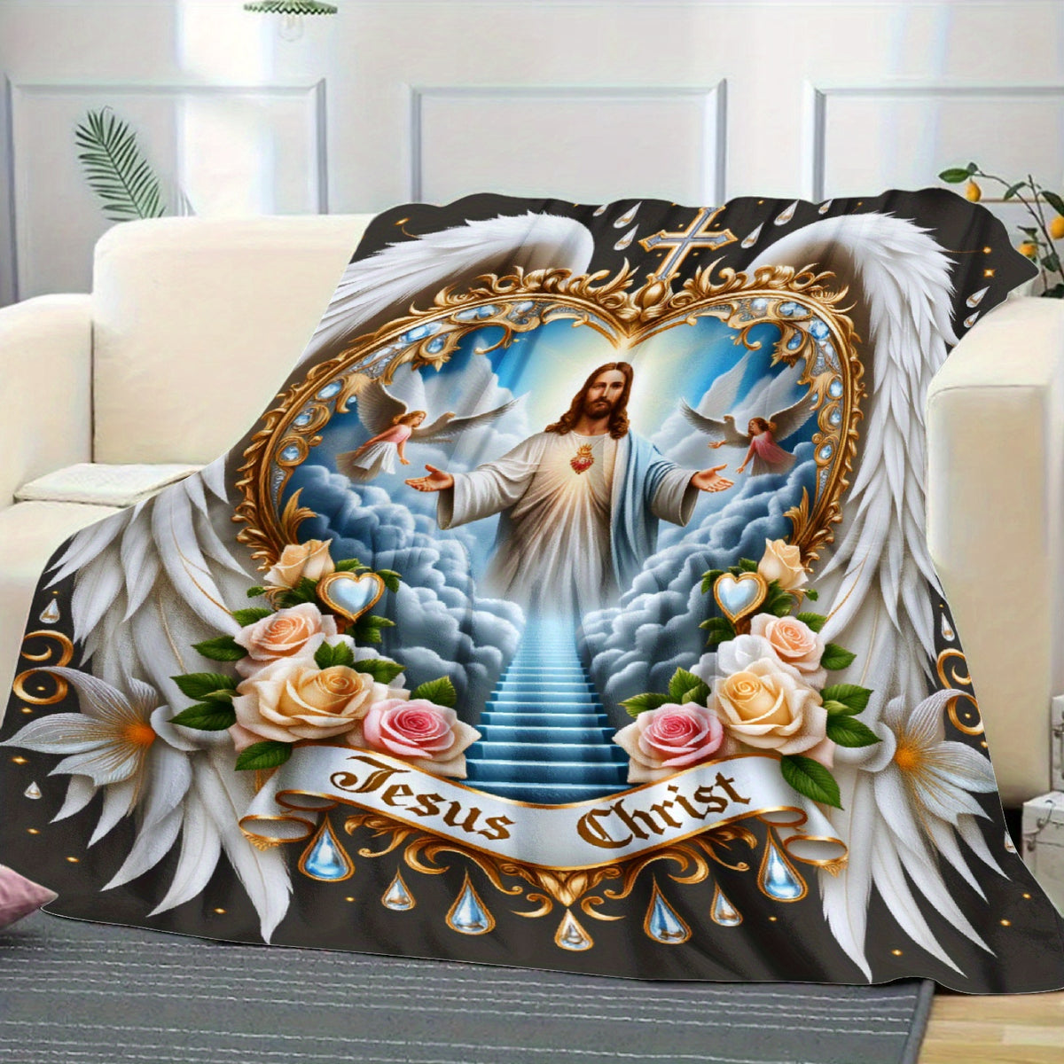 Aonana Jesus Christ Flannel Throw Blanket