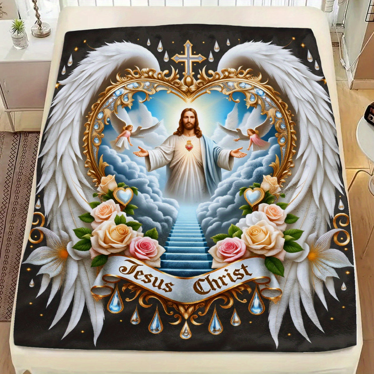 Aonana Jesus Christ Flannel Throw Blanket