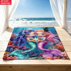 Aonana Mermaid Sisters Cozy Flannel Throw Blanket