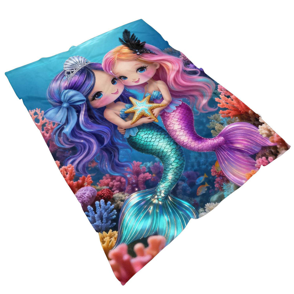 Aonana Mermaid Sisters Cozy Flannel Throw Blanket