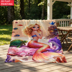 Aonana Coastal Mermaid Cozy Flannel Throw Blanket