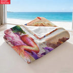 Aonana Coastal Mermaid Cozy Flannel Throw Blanket