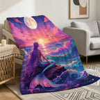Aonana Moon Gazing Mermaid Cozy Flannel Throw Blanket