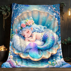 Aonana Cute Sleeping Mermaid Cozy Flannel Throw Blanket