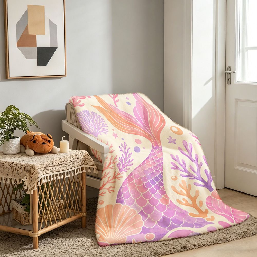 Aonana Luxury Mermaid Tail Cozy Flannel Throw Blanket