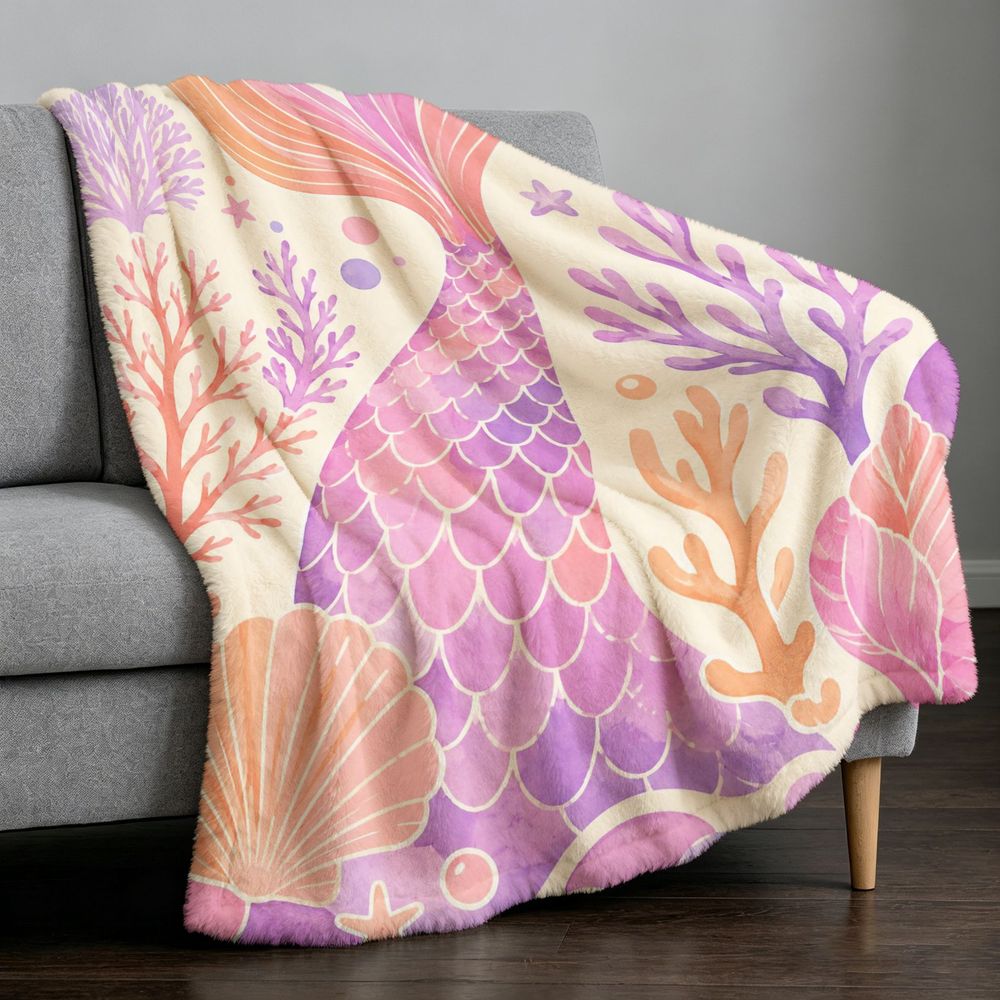 Aonana Luxury Mermaid Tail Cozy Flannel Throw Blanket