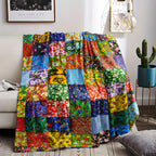 Aonana Secret Garden Vintage Floral Patchwork Flannel Throw Blanket