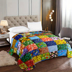 Aonana Secret Garden Vintage Floral Patchwork Flannel Throw Blanket